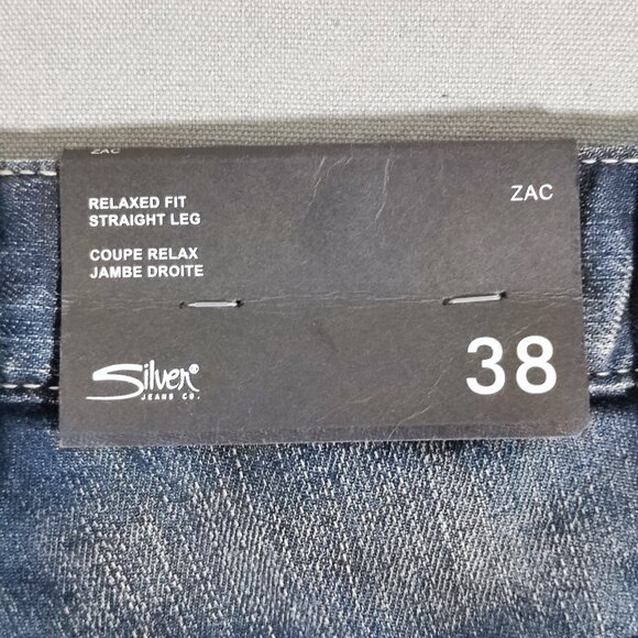 NWT Silver Jeans men's size W38/L36 indigo blue Zac relaxed fit straight leg - Picture 6 of 14